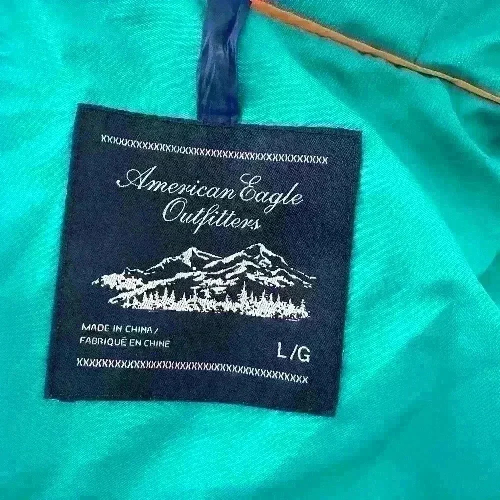 American Eagle Down Puffer Jacket Blue Size Medium Warm Lightweight - Picture 5 of 8